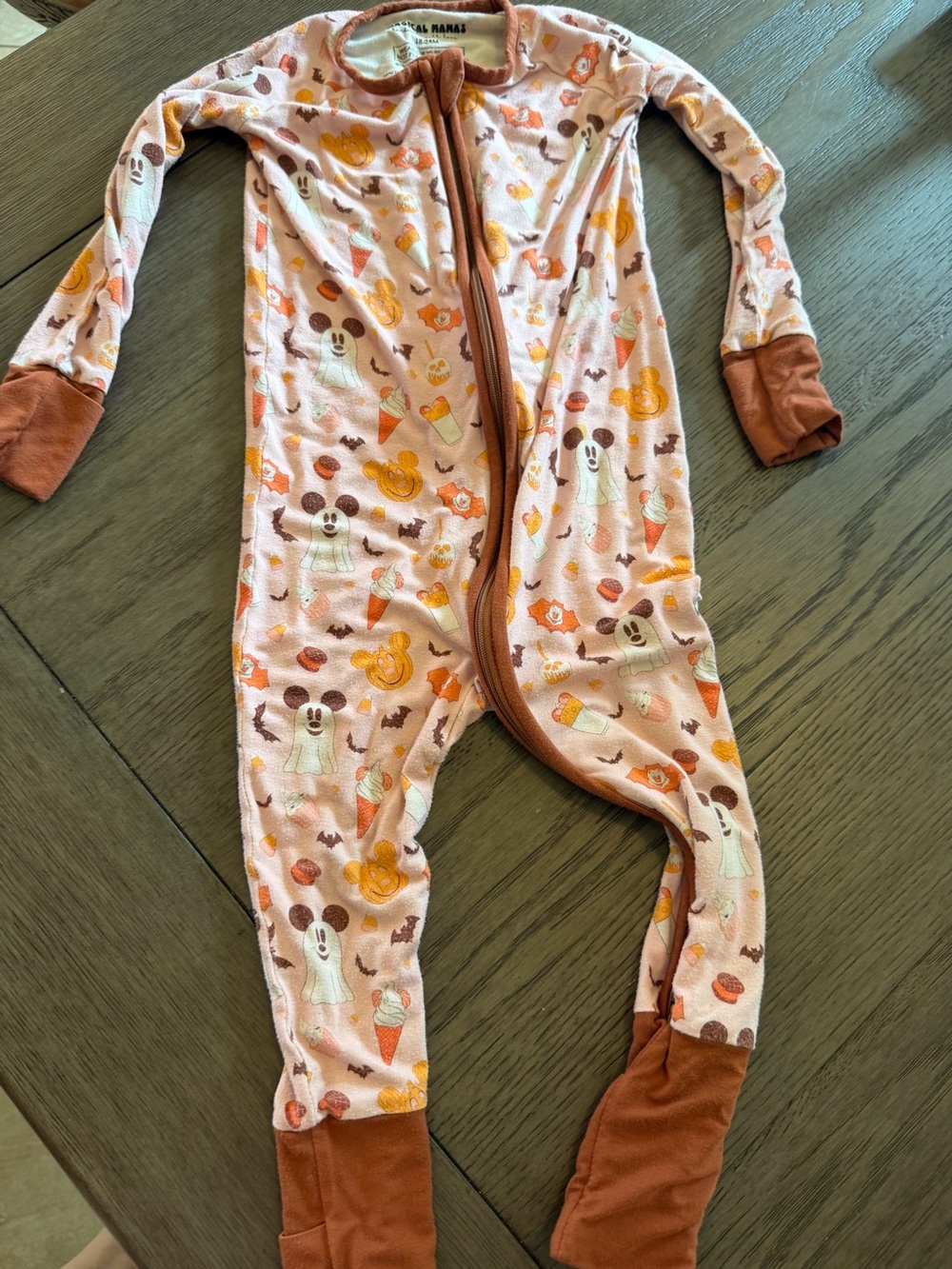 Magical Mamas Soft Pink Halloween Print Kids Footed One-Piece Pajama